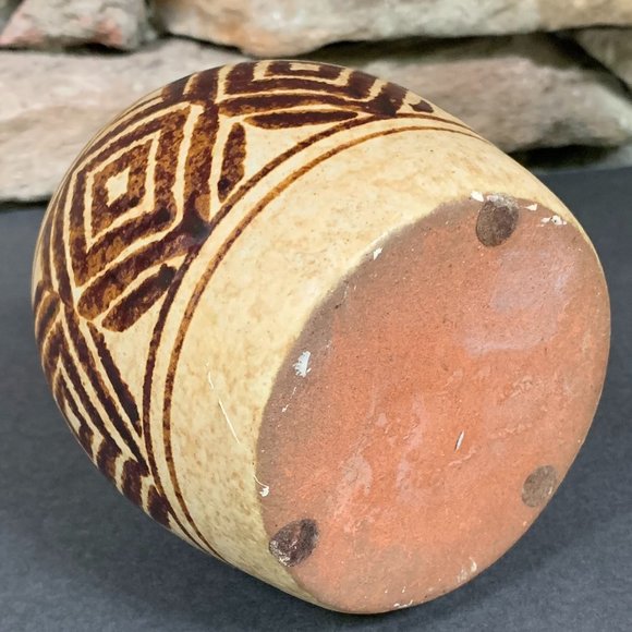 Pottery Craft USA Vase Tribal Geometric Design 70s Stoneware California Pottery - Picture 4 of 6